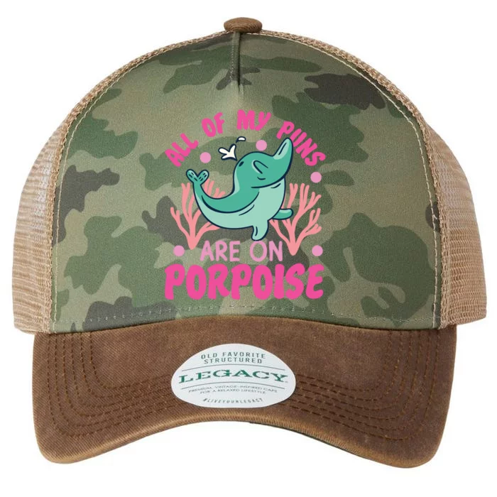 Dolphin: All Of My Puns Are On Porpoise Funny Gift Legacy Tie Dye Trucker Hat