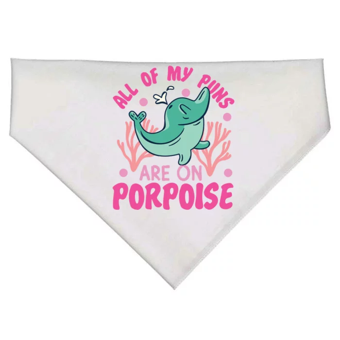 Dolphin: All Of My Puns Are On Porpoise Funny Gift USA-Made Doggie Bandana