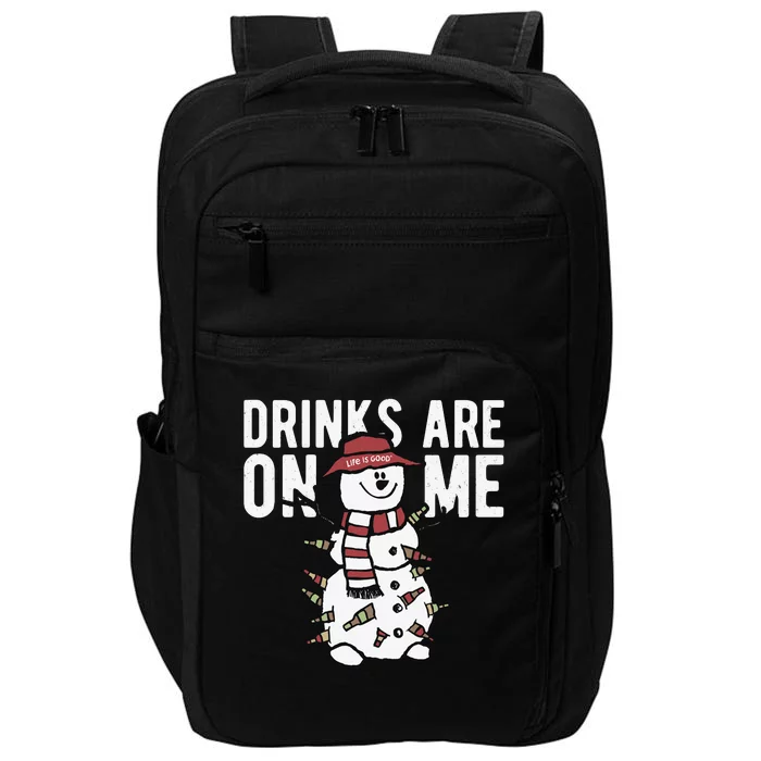 Drinks Are On Me Snowman Funny Christmas Impact Tech Backpack