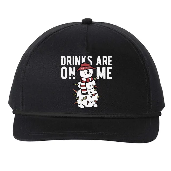 Drinks Are On Me Snowman Funny Christmas Snapback Five-Panel Rope Hat