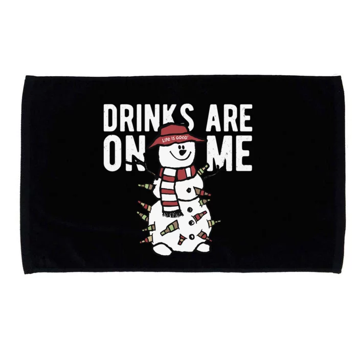 Drinks Are On Me Snowman Funny Christmas Microfiber Hand Towel