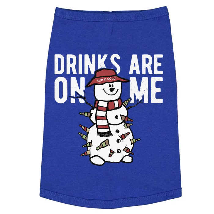 Drinks Are On Me Snowman Funny Christmas Doggie Tank