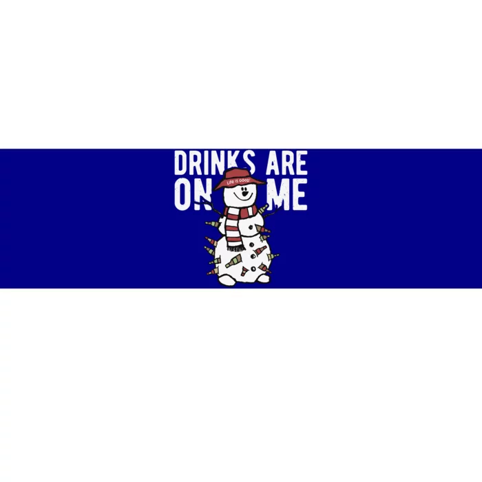 Drinks Are On Me Snowman Funny Christmas Bumper Sticker