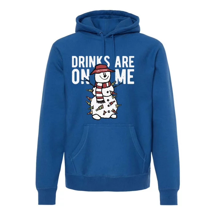 Drinks Are On Me Snowman Funny Christmas Premium Hoodie