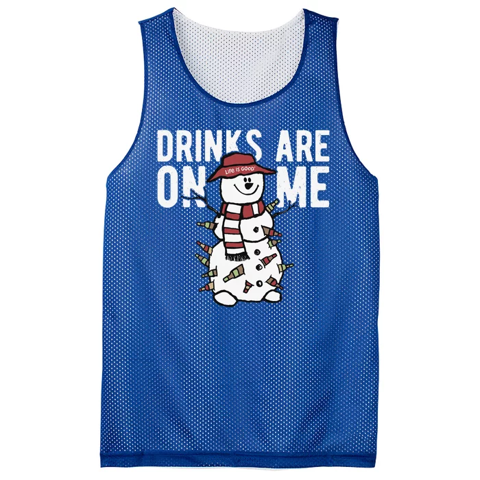 Drinks Are On Me Snowman Funny Christmas Mesh Reversible Basketball Jersey Tank