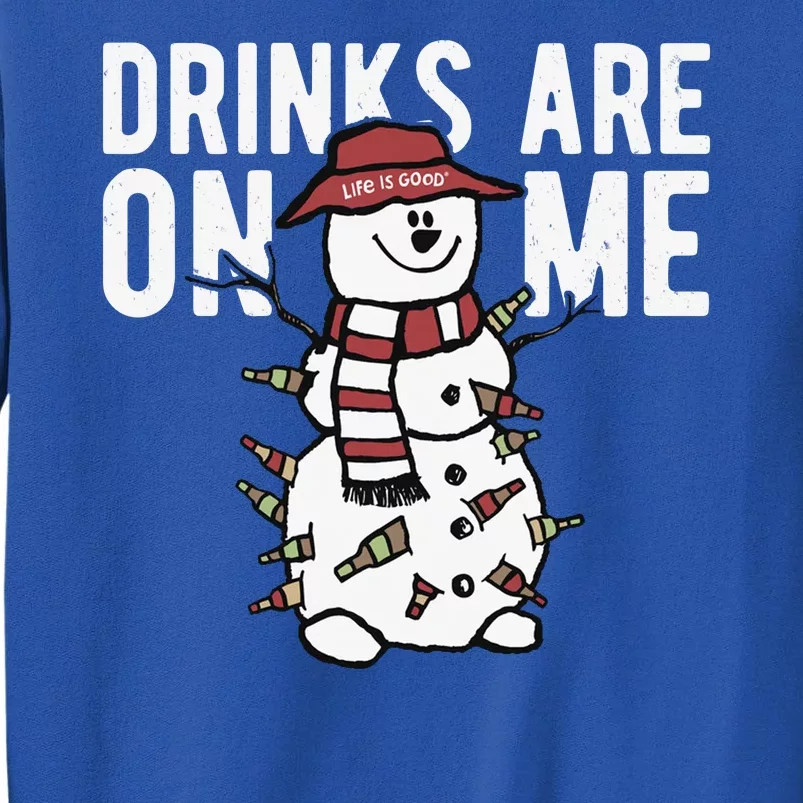 Drinks Are On Me Snowman Funny Christmas Tall Sweatshirt