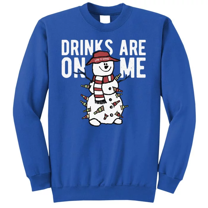 Drinks Are On Me Snowman Funny Christmas Tall Sweatshirt