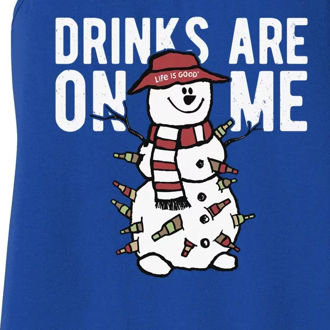 Drinks Are On Me Snowman Funny Christmas Women's Racerback Tank