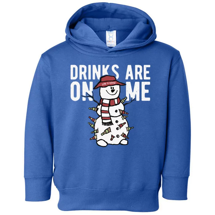 Drinks Are On Me Snowman Funny Christmas Toddler Hoodie