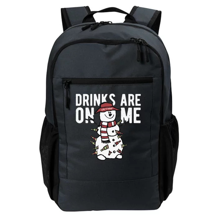 Drinks Are On Me Snowman Funny Christmas Daily Commute Backpack