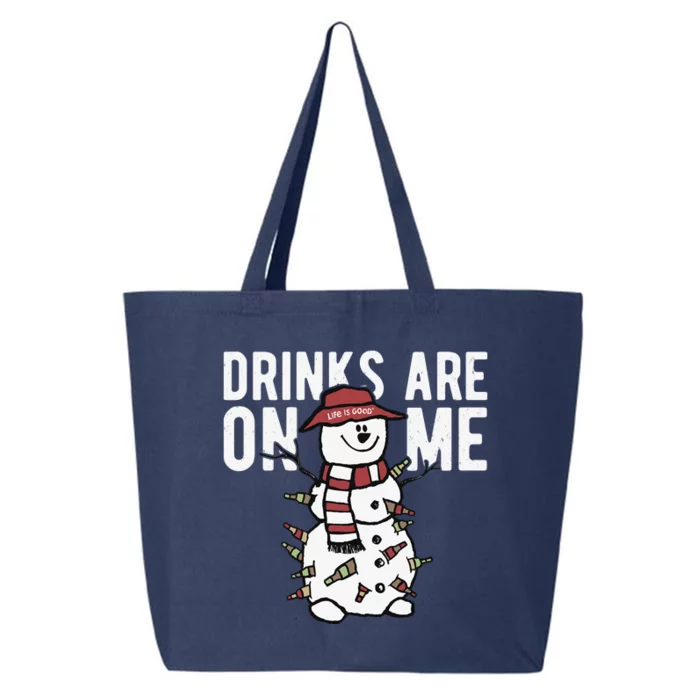 Drinks Are On Me Snowman Funny Christmas 25L Jumbo Tote