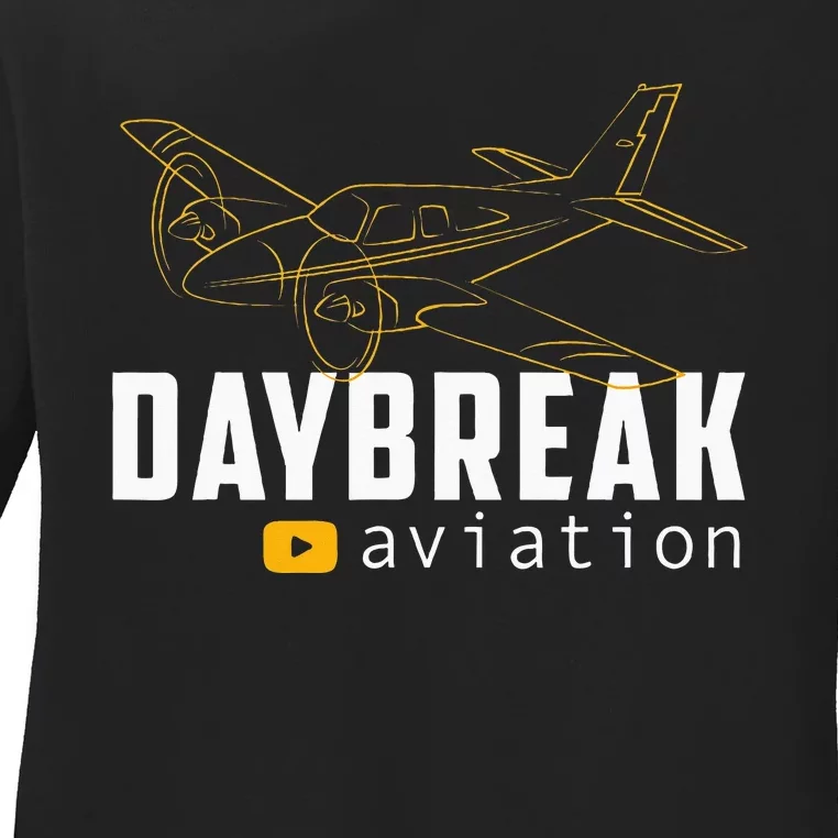 Daybreak Aviation Outline Airplane Ladies Long Sleeve Shirt