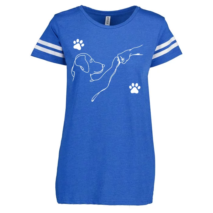 Dog And People Punch Hand Dog Friendship Fist Bump Dogs Paw Enza Ladies Jersey Football T-Shirt