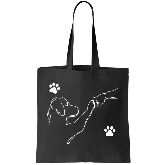 Dog And People Punch Hand Dog Friendship Fist Bump DogS Paw Tote Bag