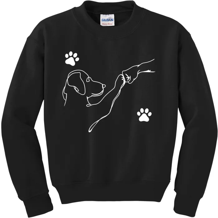 Dog And People Punch Hand Dog Friendship Fist Bump DogS Paw Kids Sweatshirt