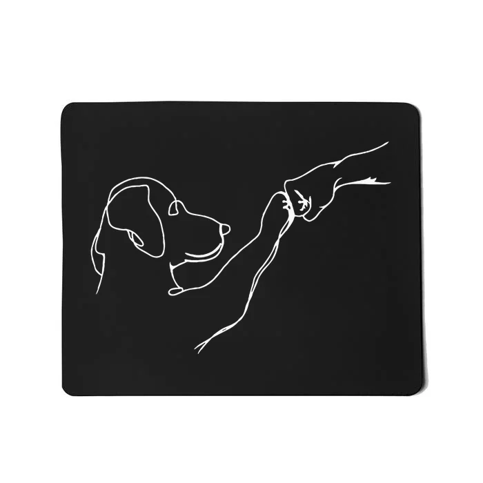 Dog And People Punch Hand Dog Man Friendship Bump Dogs Mousepad