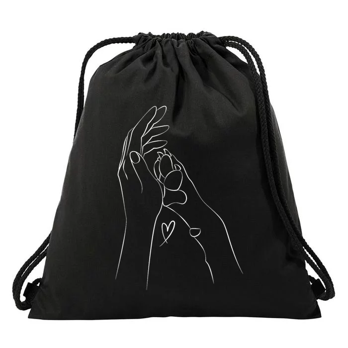 Dog And People Punch Hand Dog Friendship Fist Bump DogS Paw Drawstring Bag