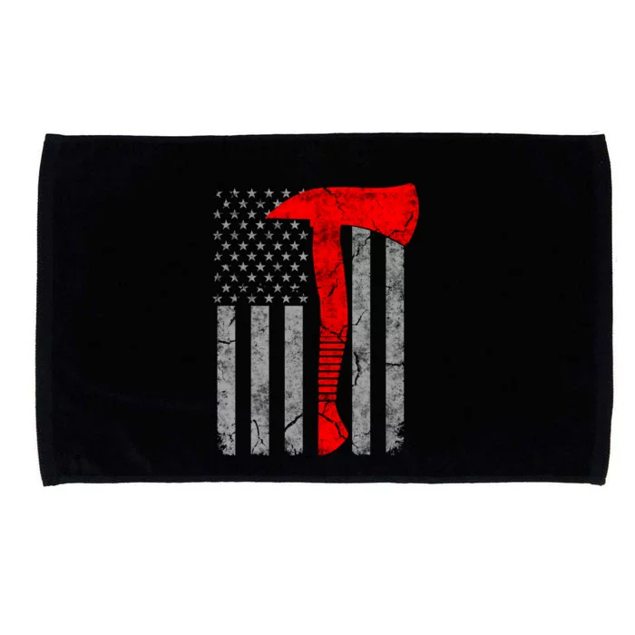 Distressed American Patriot Red Line Axe Firefighter Flag Gift Microfiber Hand Towel