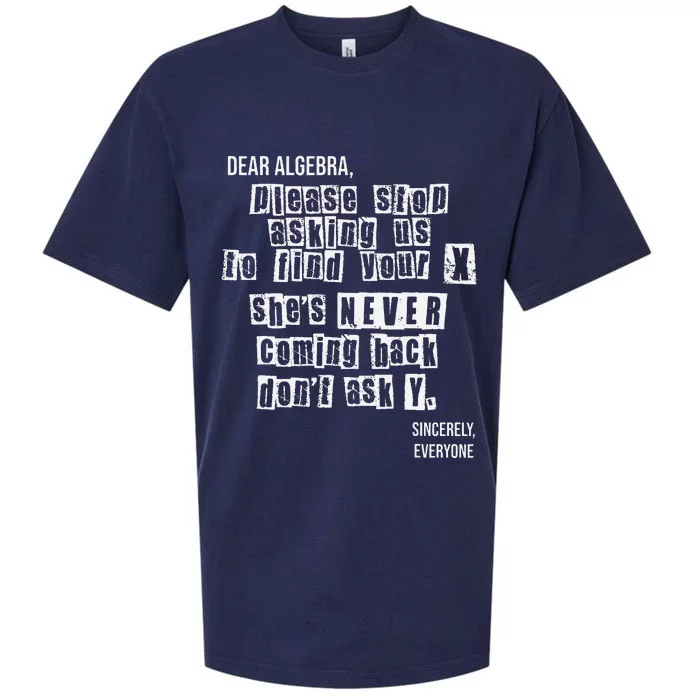 Dear Algebra Please Stop Asking To Find Your X DonT Ask Y Sueded Cloud Jersey T-Shirt