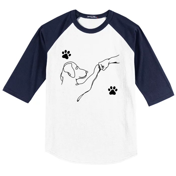 Dog And People Punch Hand Dog Friendship Fist Bump DogS Paw Baseball Sleeve Shirt