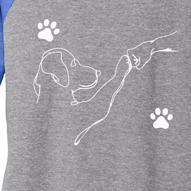 Dog And People Punch Hand Dog Friendship Fist Bump Dogs Paw Women's Tri-Blend 3/4-Sleeve Raglan Shirt