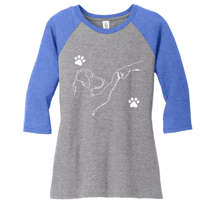 Dog And People Punch Hand Dog Friendship Fist Bump Dogs Paw Women's Tri-Blend 3/4-Sleeve Raglan Shirt