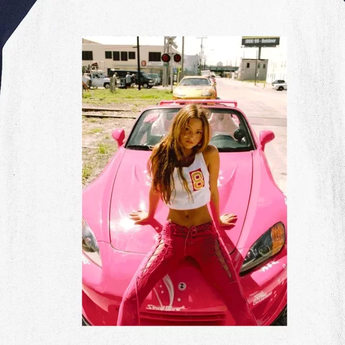 Devon Aoki Pink Race Car Baseball Sleeve Shirt