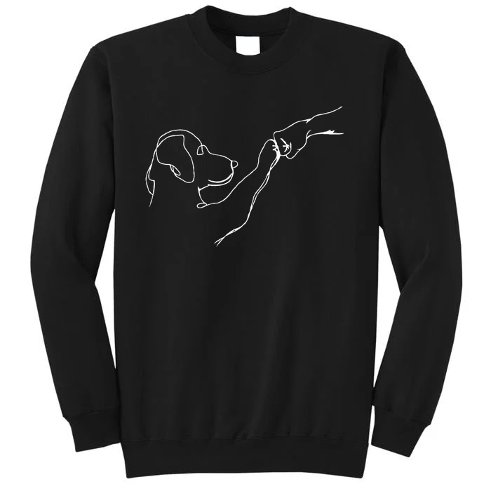 Dog And People Punch Hand Dog Man Friendship Bump Dogs Paw Tall Sweatshirt