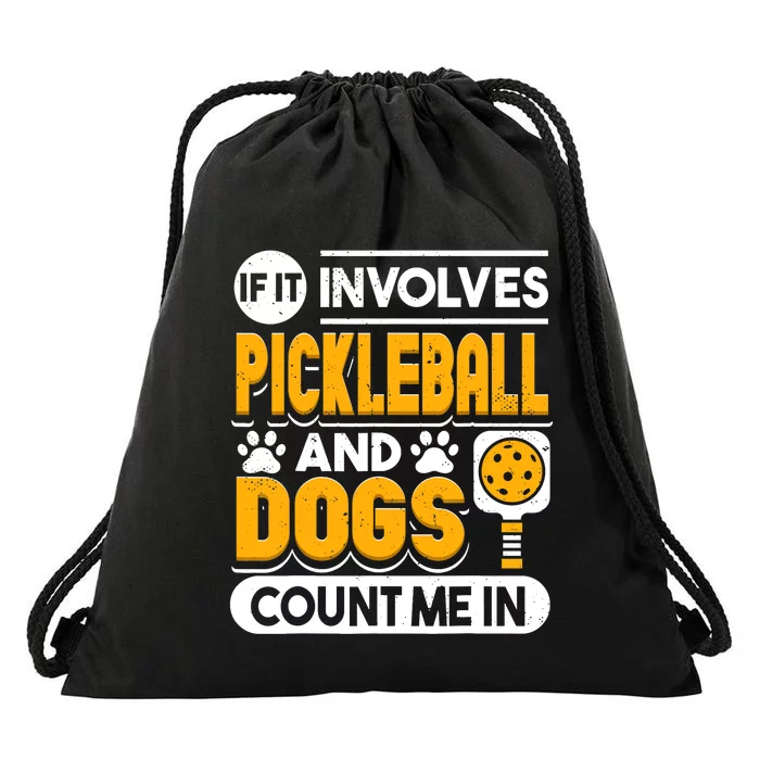 Dogs And Pickleball Lover Drawstring Bag