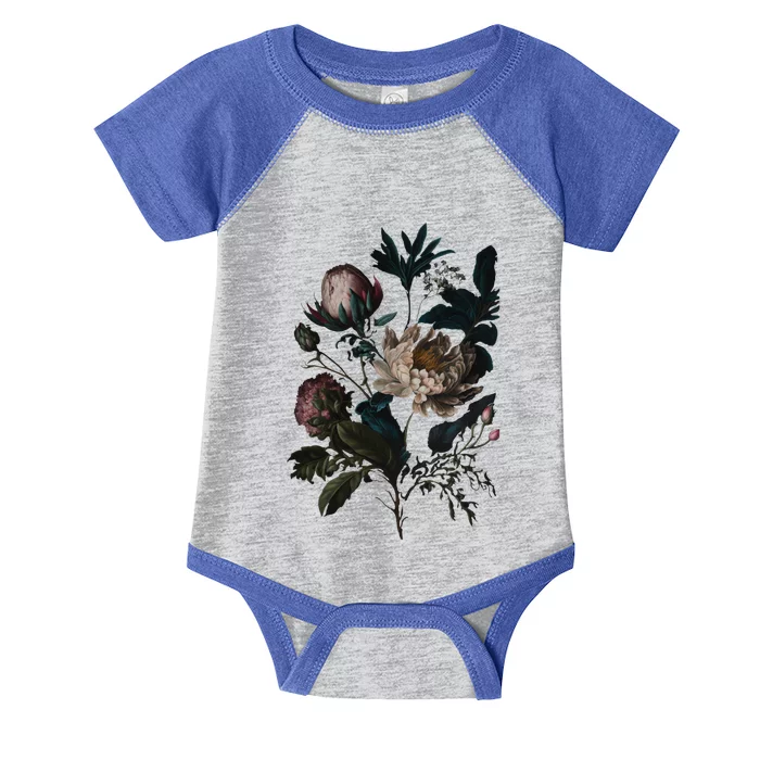 Dark Academia Peony Botanical Infant Baby Jersey Bodysuit