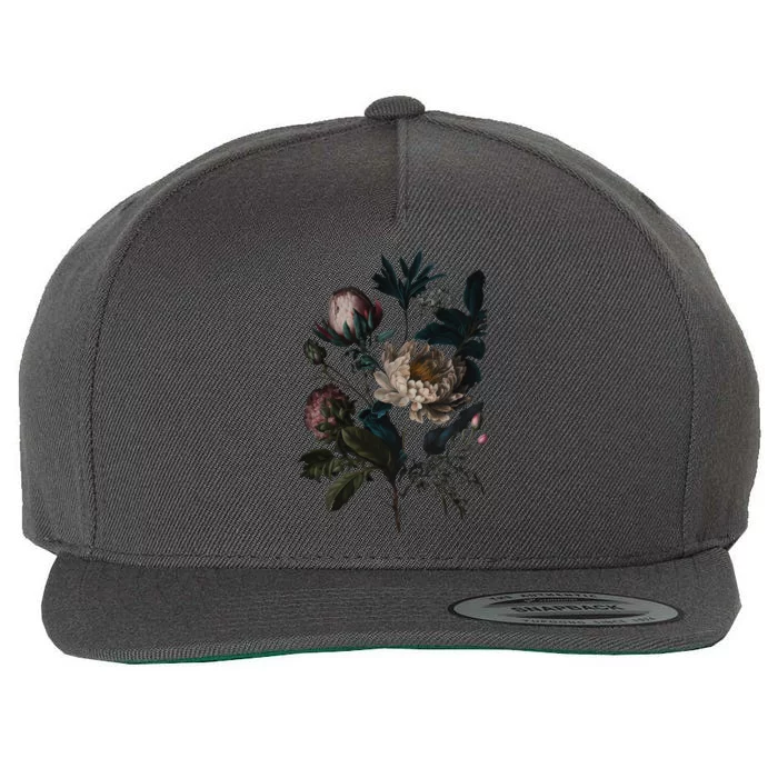 Dark Academia Peony Botanical Wool Snapback Cap