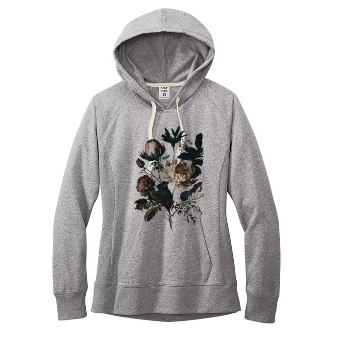 Dark Academia Peony Botanical Women's Fleece Hoodie