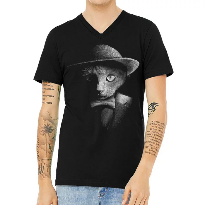 Dapper Cat V-Neck T-Shirt