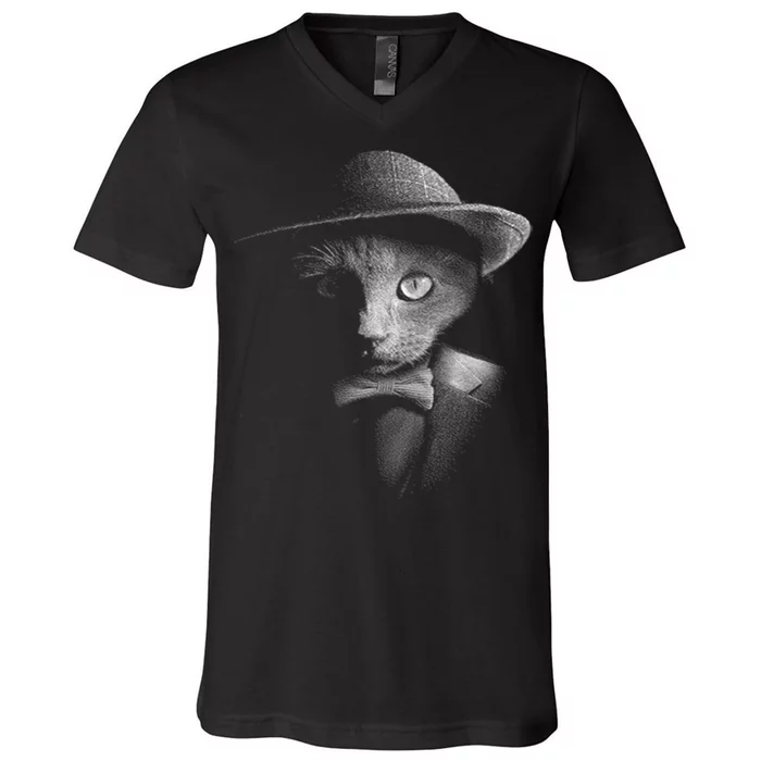 Dapper Cat V-Neck T-Shirt