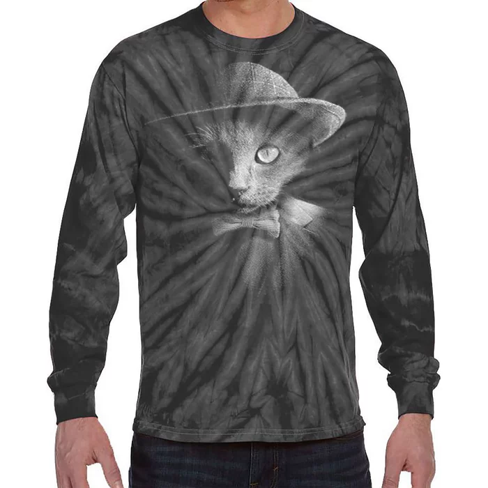 Dapper Cat Tie-Dye Long Sleeve Shirt