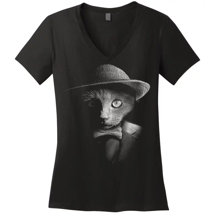 Dapper Cat Women's V-Neck T-Shirt