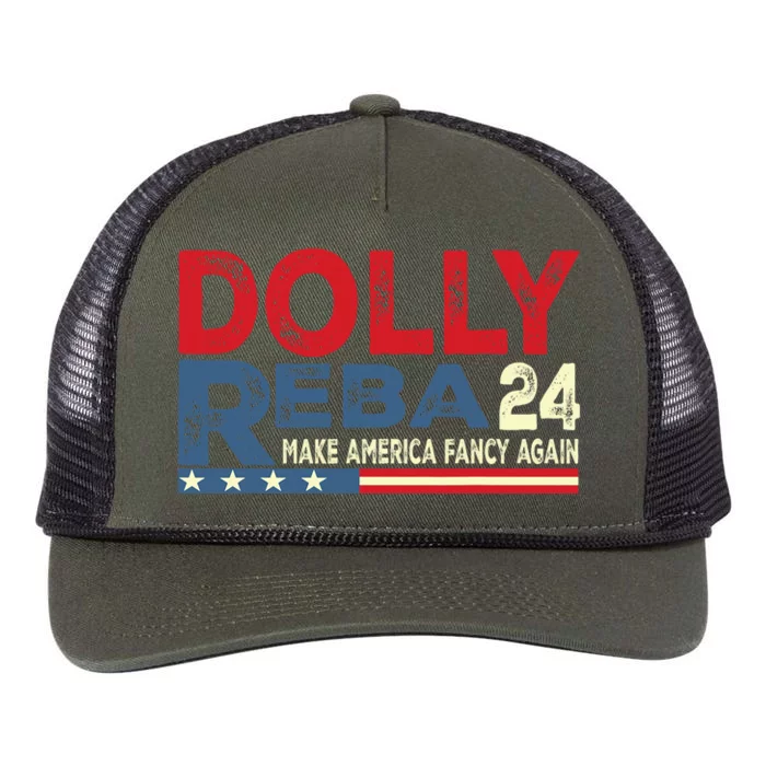 Dolly And Reba 2024 Make America Fancy Again Retro Rope Trucker Hat Cap