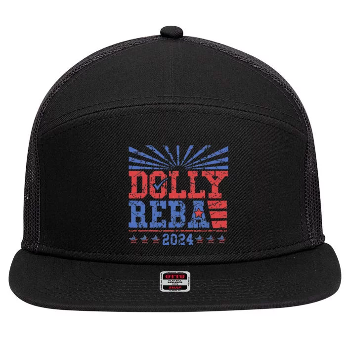 Dolly And Reba 2024 Make America Fancy Again 7 Panel Mesh Trucker Snapback Hat