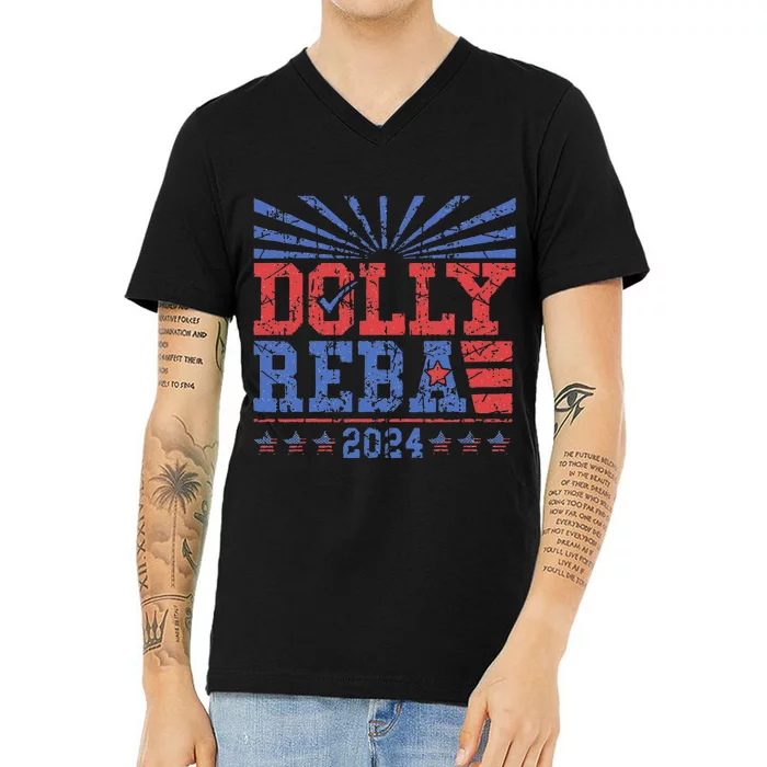 Dolly And Reba 2024 Make America Fancy Again V-Neck T-Shirt