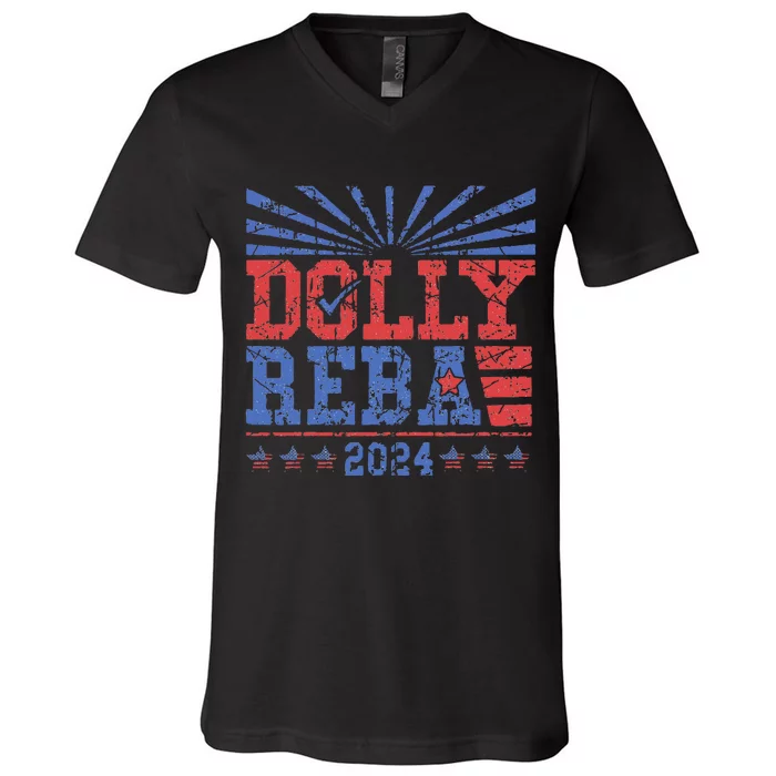 Dolly And Reba 2024 Make America Fancy Again V-Neck T-Shirt