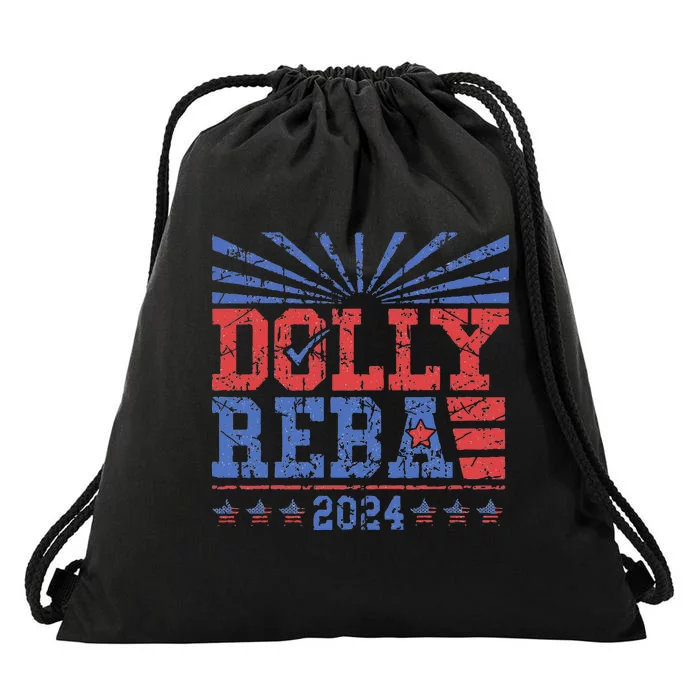 Dolly And Reba 2024 Make America Fancy Again Drawstring Bag