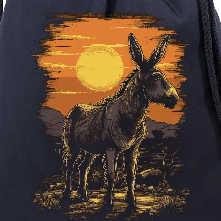 Donkey Animal Retro Style Graphic Tee for Boy Girl Drawstring Bag