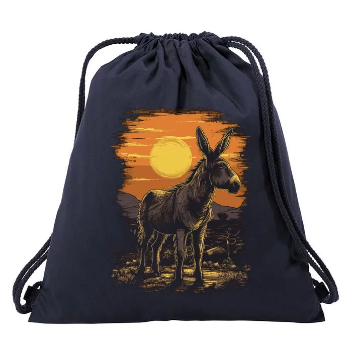 Donkey Animal Retro Style Graphic Tee for Boy Girl Drawstring Bag