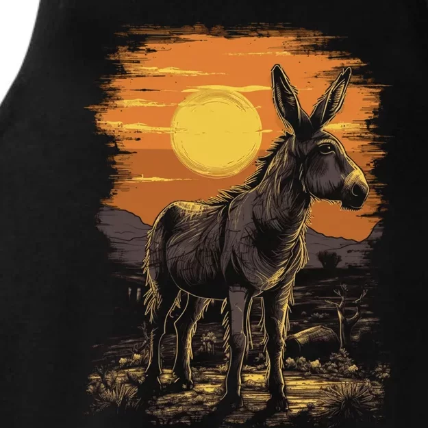 Donkey Animal Retro Style Graphic Tee for Boy Girl Ladies Tri-Blend Wicking Tank