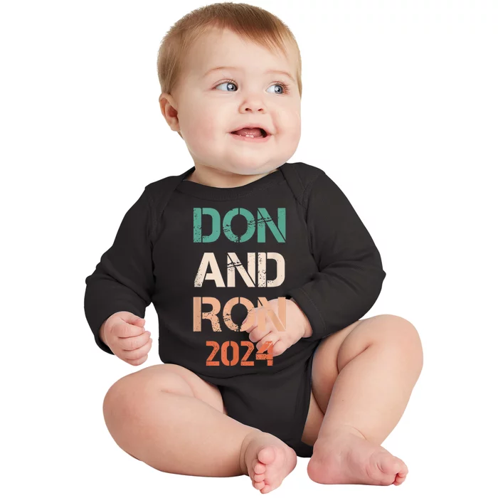 Don And Ron 2024 Don Donald Trump Ron DeSantis 2024 Vintage Baby Long Sleeve Bodysuit