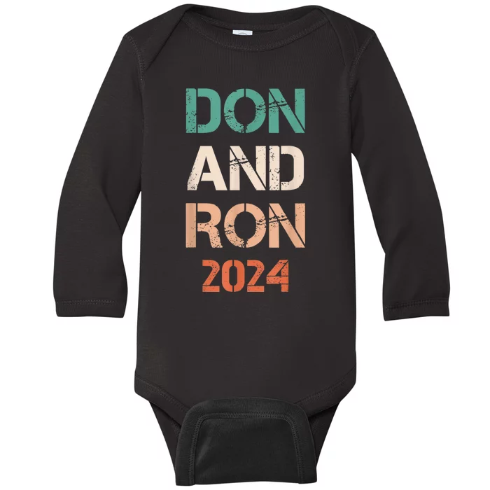 Don And Ron 2024 Don Donald Trump Ron DeSantis 2024 Vintage Baby Long Sleeve Bodysuit