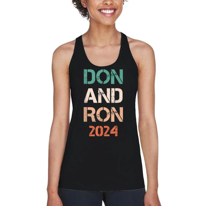 Don And Ron 2024 Don Donald Trump Ron DeSantis 2024 Vintage Women's Racerback Tank