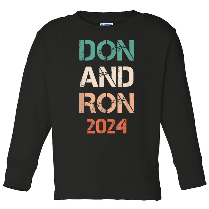 Don And Ron 2024 Don Donald Trump Ron DeSantis 2024 Vintage Toddler Long Sleeve Shirt