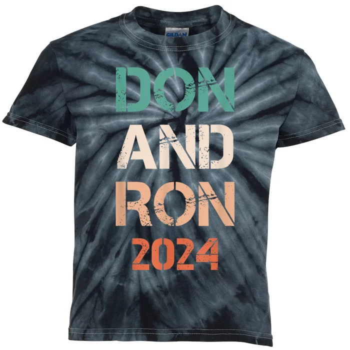 Don And Ron 2024 Don Donald Trump Ron DeSantis 2024 Vintage Kids Tie-Dye T-Shirt