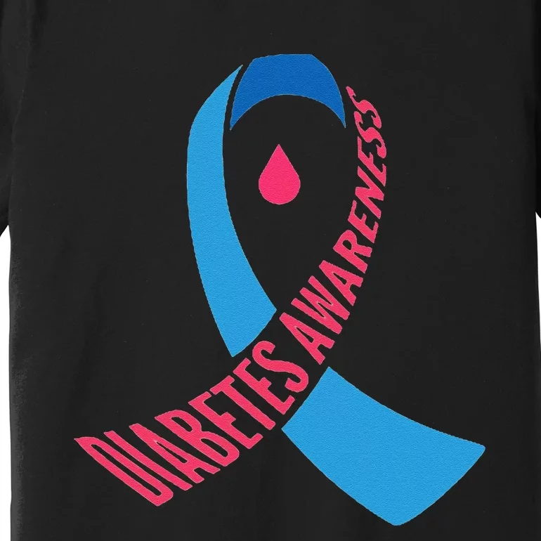 Diabetes Awareness Ribbon With Blood Drop Design Premium T-Shirt